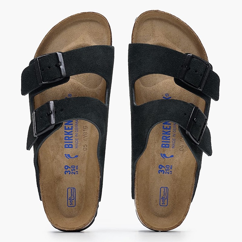 Γυναικεία Flats Arizona.Lv Μαύρο Δέρμα Καστόρι Birkenstock