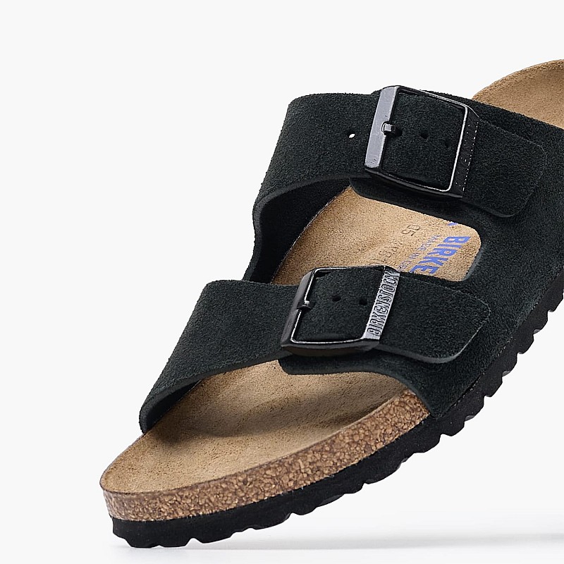 Γυναικεία Flats Arizona.Lv Μαύρο Δέρμα Καστόρι Birkenstock
