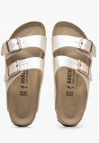 Women Flats Arizona.Pearl Beige ECOleather Birkenstock
