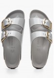 Γυναικεία Flats Arizona.Stoc Γκρι Δέρμα Birkenstock