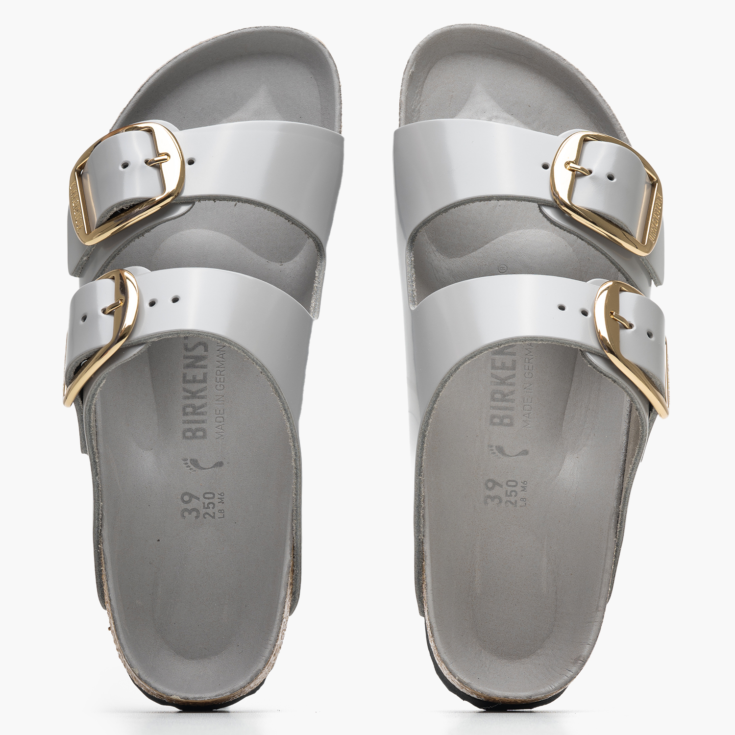 Γυναικεία Flats Arizona.Stoc Γκρι Δέρμα Birkenstock