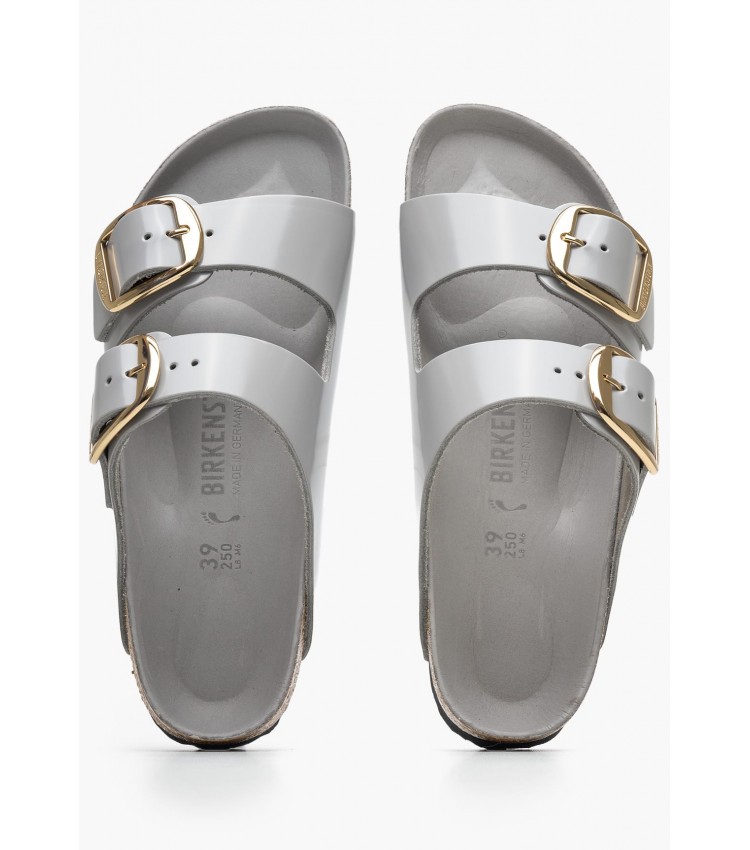 Γυναικεία Flats Arizona.Stoc Γκρι Δέρμα Birkenstock Γυναικεία Flats Arizona.Stoc Γκρι Δέρμα Birkenstock