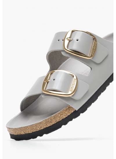 Γυναικεία Flats Arizona.Stoc Γκρι Δέρμα Birkenstock