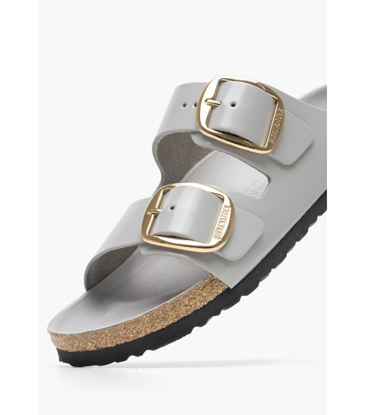 Γυναικεία Flats Arizona.Stoc Γκρι Δέρμα Birkenstock Γυναικεία Flats Arizona.Stoc Γκρι Δέρμα Birkenstock