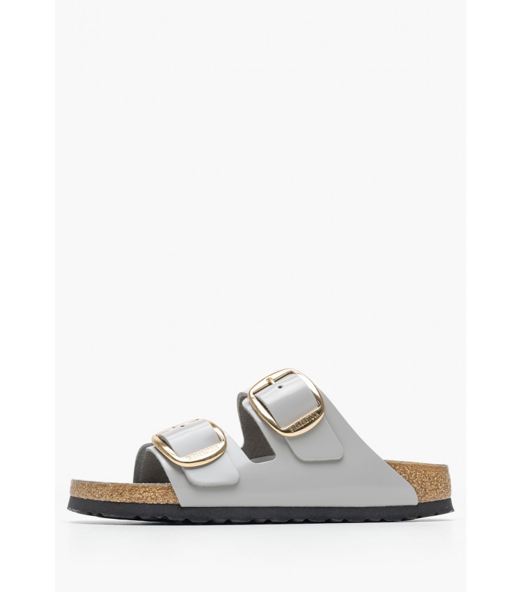 Γυναικεία Flats Arizona.Stoc Γκρι Δέρμα Birkenstock Γυναικεία Flats Arizona.Stoc Γκρι Δέρμα Birkenstock