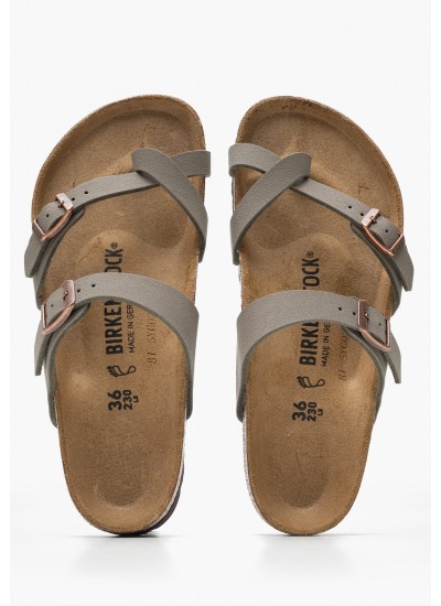 Γυναικεία Flats Arizona.Bfbc Γκρι ECOleather Birkenstock