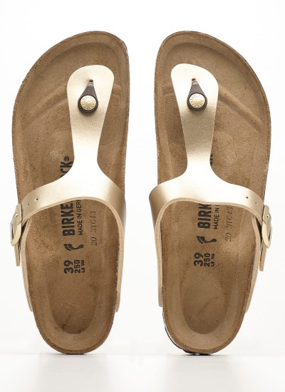 Γυναικεία Flats Gizeh.Big.Buckle Μαύρο Δέρμα Birkenstock
