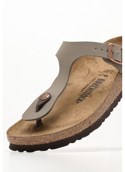Women Flats Gizeh.Fb Grey ECOleather Birkenstock