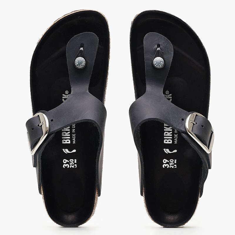 Women Flats Gizeh.Hex Black Oily Leather Birkenstock