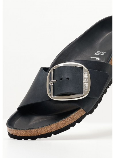 Γυναικεία Flats Madrid.Hex.Bl Μαύρο Δέρμα Λαδερό Birkenstock