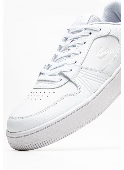 Ανδρικά Παπούτσια Casual L001.Gset Άσπρο Δέρμα Lacoste