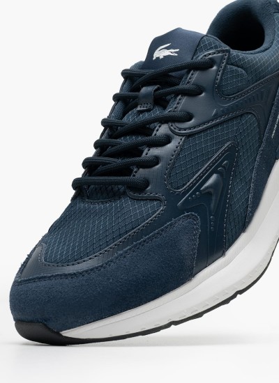 Ανδρικά Παπούτσια Casual L003.Ath Μπλε Δέρμα-Ύφασμα Lacoste