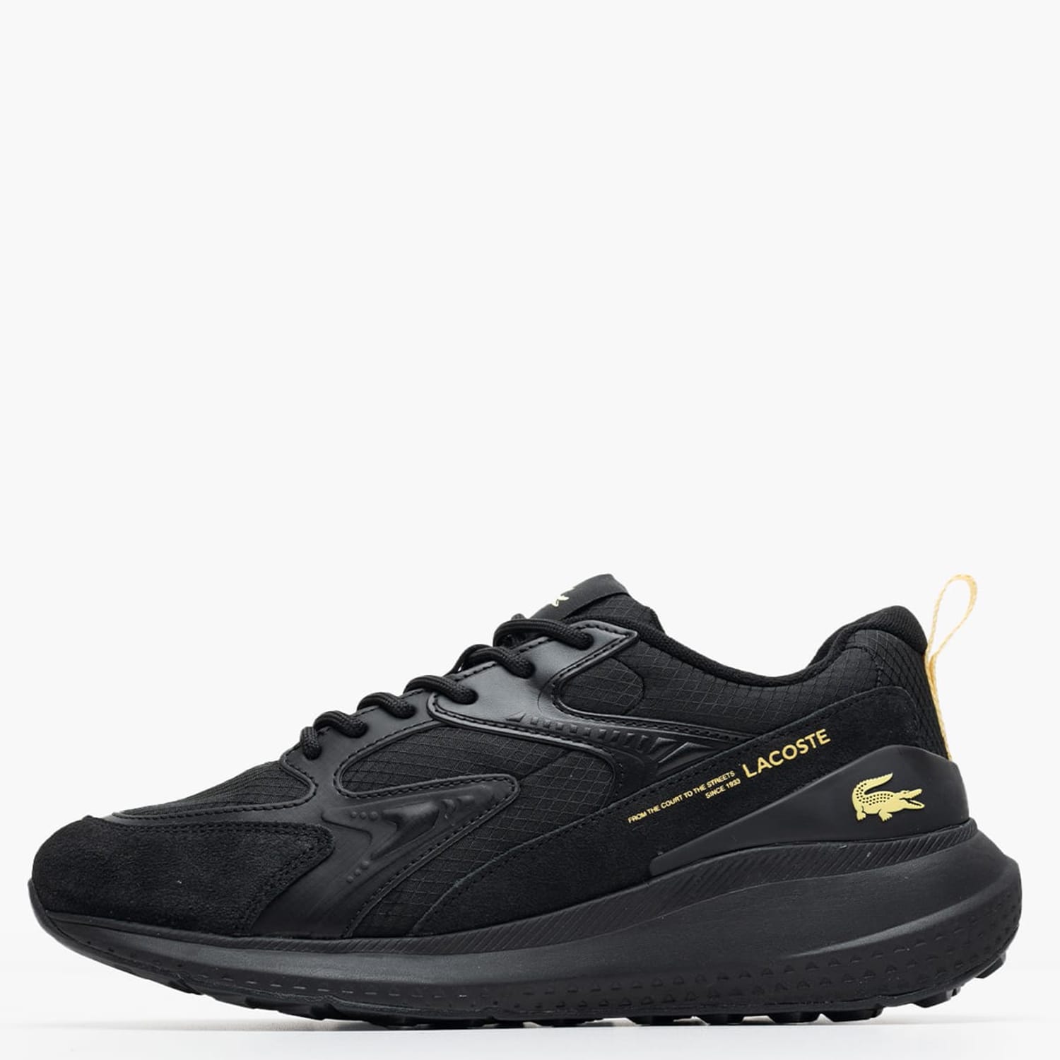 Ανδρικά Παπούτσια Casual L003.Evo.1 Μαύρο Δέρμα-Ύφασμα Lacoste