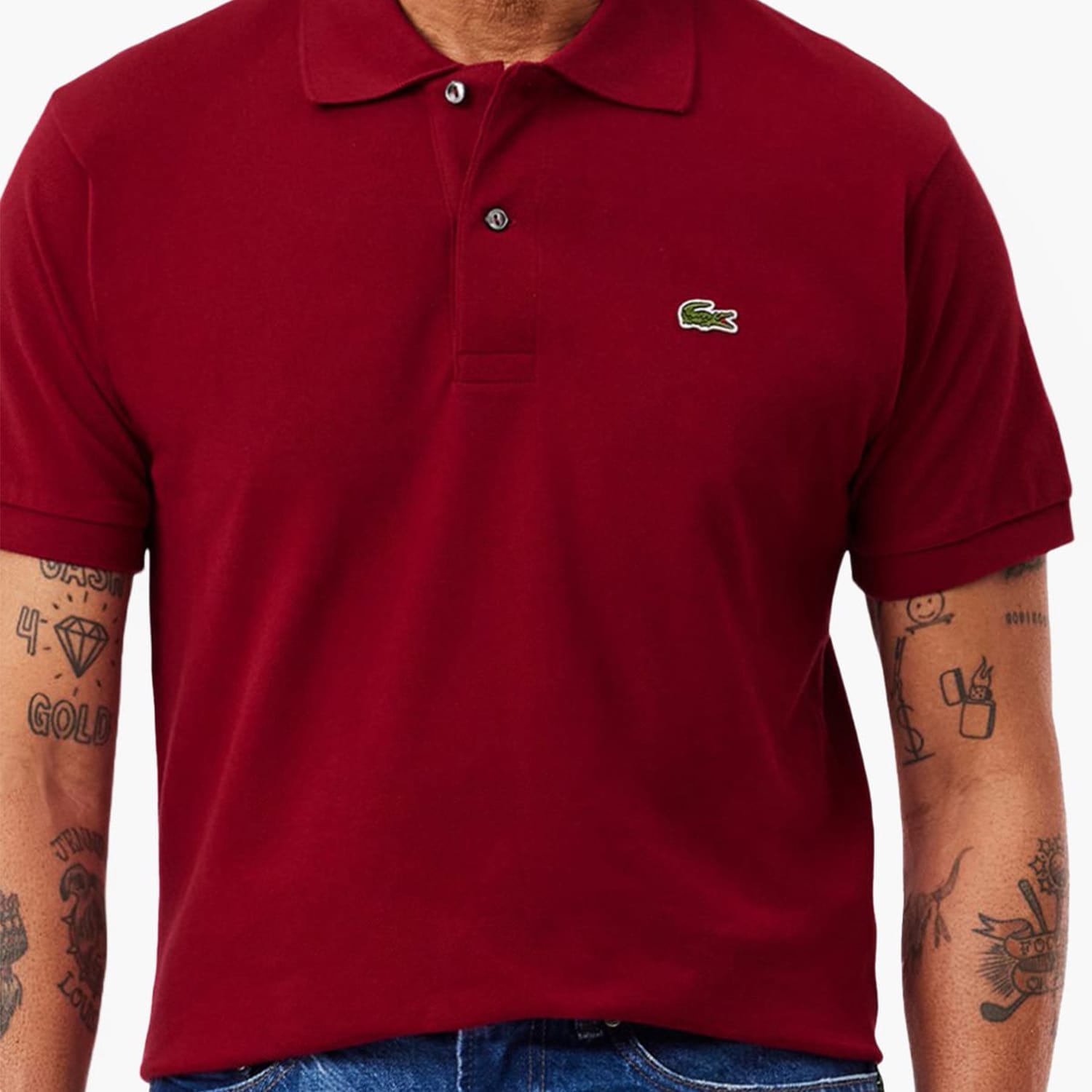 Ανδρικές Μπλούζες L1212 Μπορντό Βαμβάκι Lacoste