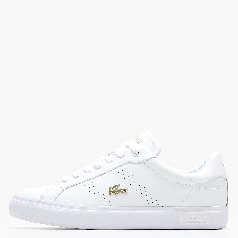 Women Casual Shoes Power.Court White Leather Lacoste