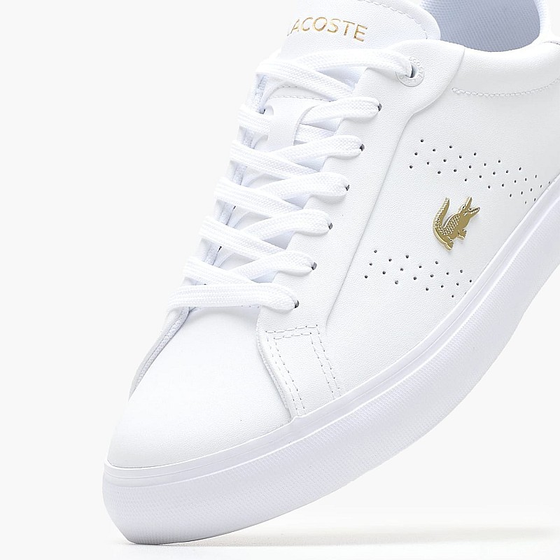 Women Casual Shoes Power.Court White Leather Lacoste