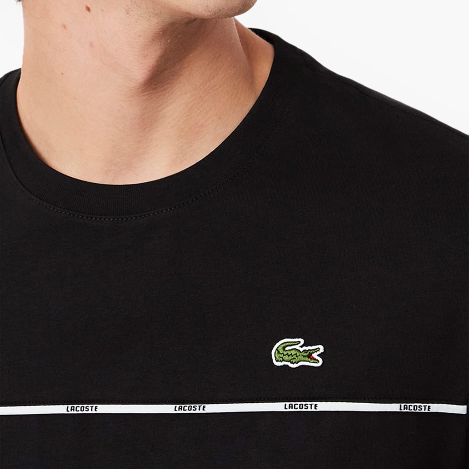 Ανδρικές Μπλούζες TH9842 Μαύρο Βαμβάκι Lacoste Ανδρικές Μπλούζες TH9842 Μαύρο Βαμβάκι Lacoste