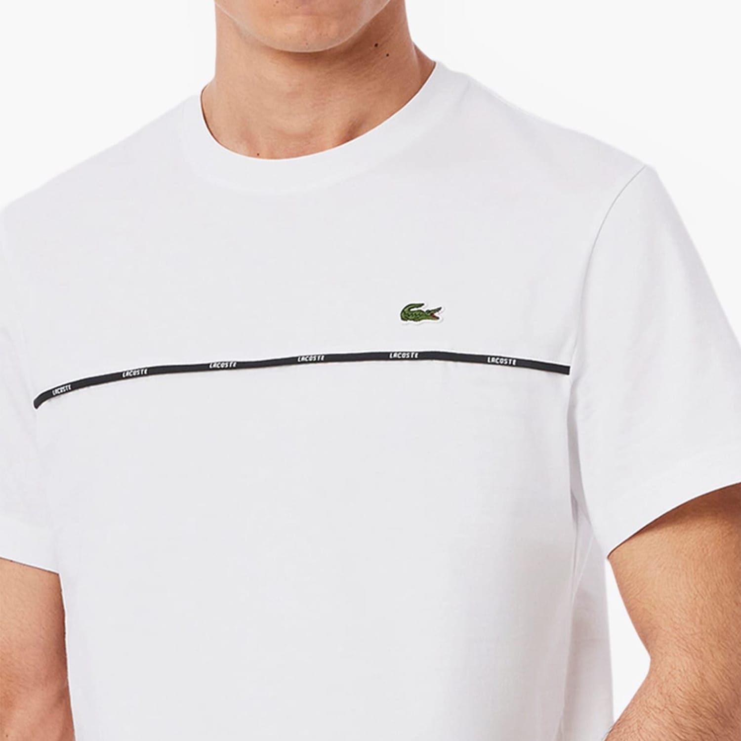 Ανδρικές Μπλούζες TH9842 Άσπρο Βαμβάκι Lacoste