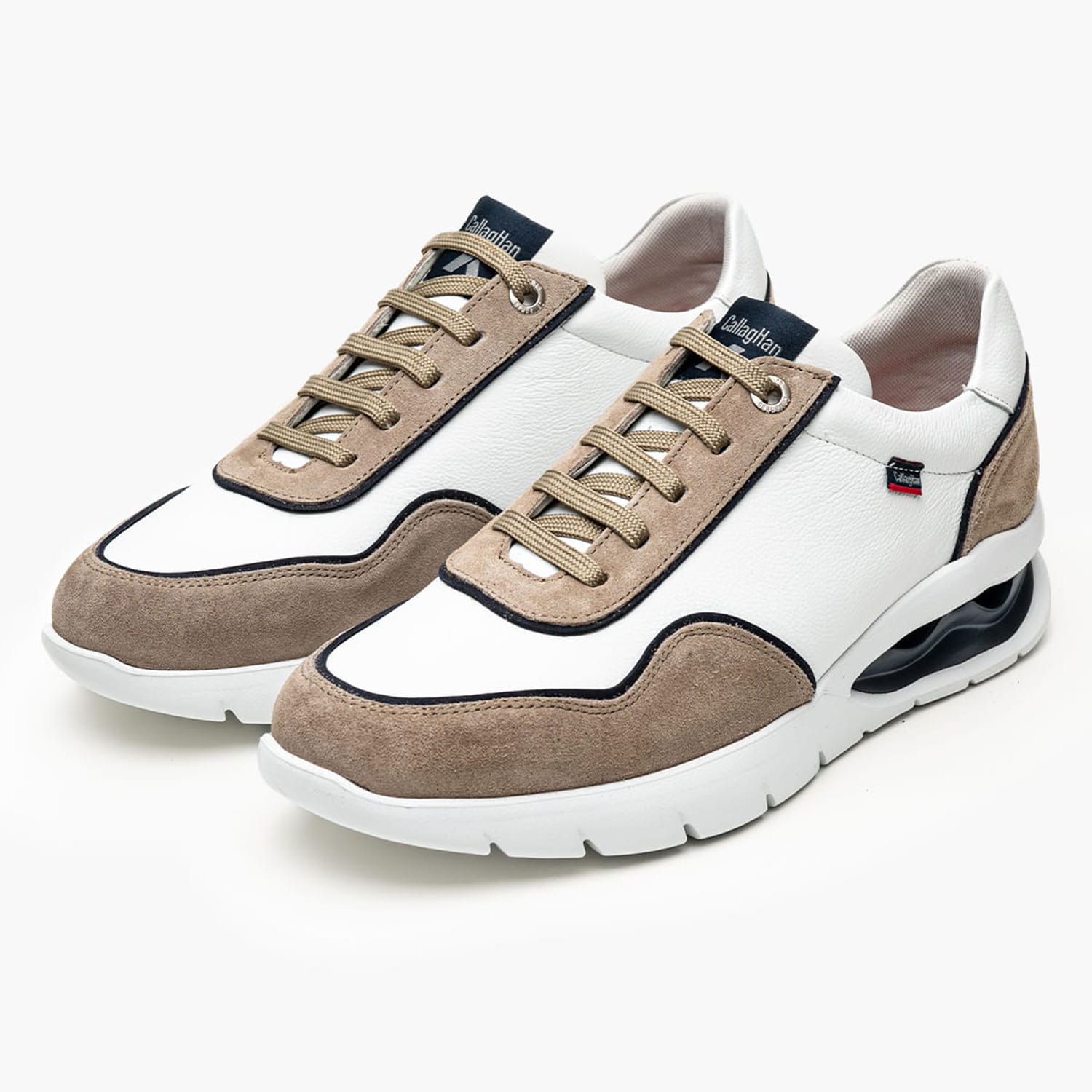 Men Casual Shoes 45423.B White Leather-Buckskin Callaghan Men Casual Shoes 45423.B White Leather-Buckskin Callaghan