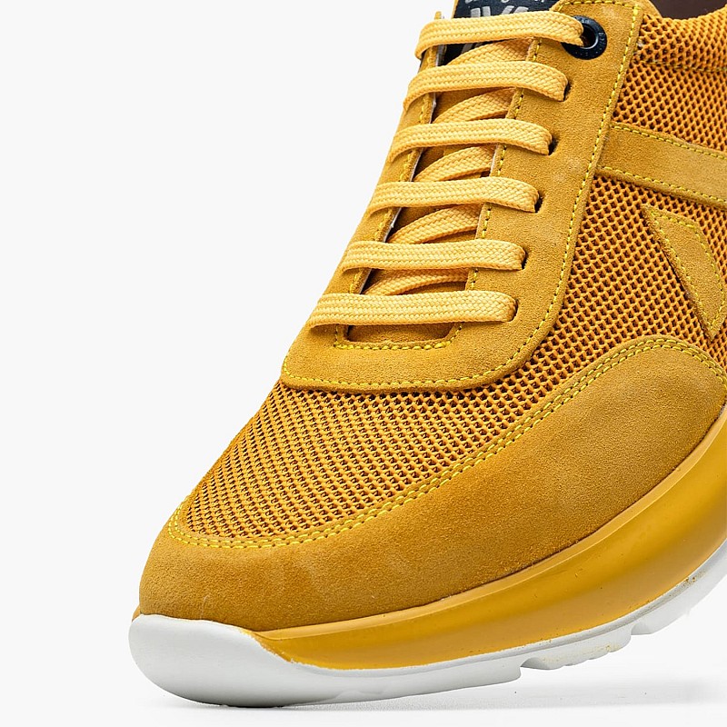Ανδρικά Παπούτσια Casual 61201 Κίτρινο Δέρμα Καστόρι-Ύφασμα Callaghan