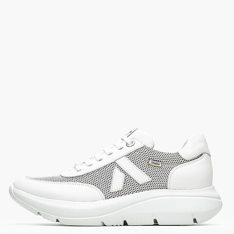Women Casual Shoes 62400 White Leather-Fabric Callaghan