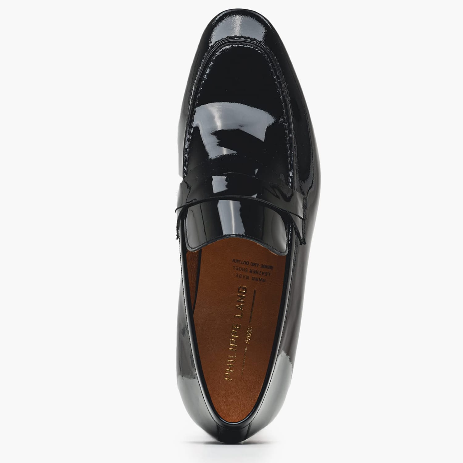 Men Moccasins 7012 Black Patent Leather Philippe Lang Men Moccasins 7012 Black Patent Leather Philippe Lang