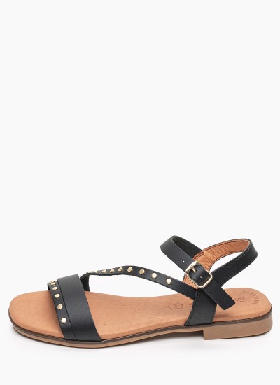 Γυναικεία Flats 3075 Μαύρο Δέρμα Eva Frutos