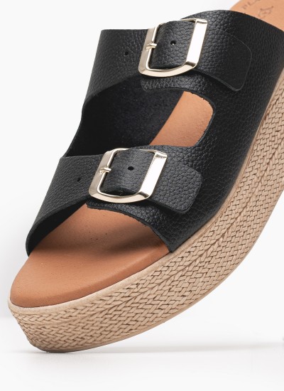 Γυναικεία Flats 3075 Μαύρο Δέρμα Eva Frutos
