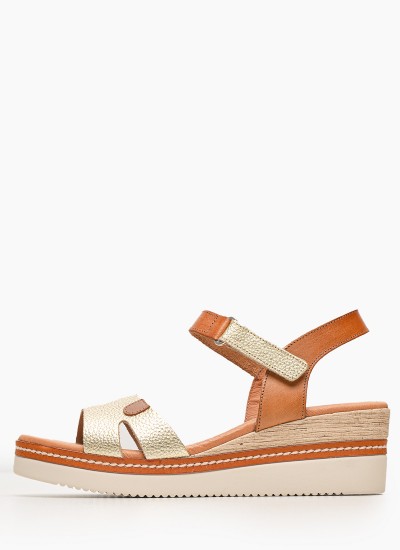 Γυναικείες Πλατφόρμες Χαμηλές 22305 Χρυσό ECOleather Tamaris