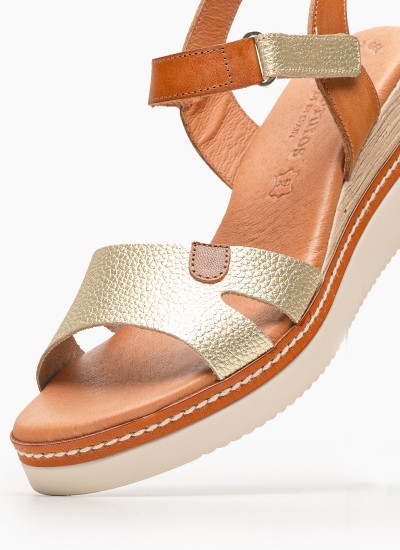 Γυναικείες Πλατφόρμες Χαμηλές 22305 Χρυσό ECOleather Tamaris