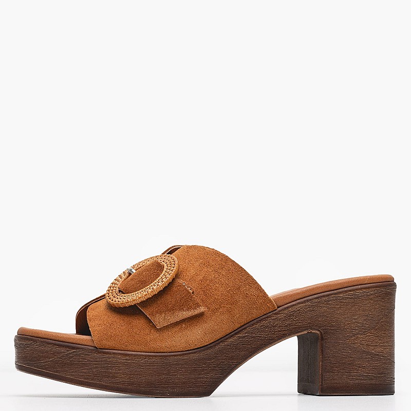 Γυναικεία Mules 5611 Ταμπά Δέρμα Καστόρι Eva Frutos