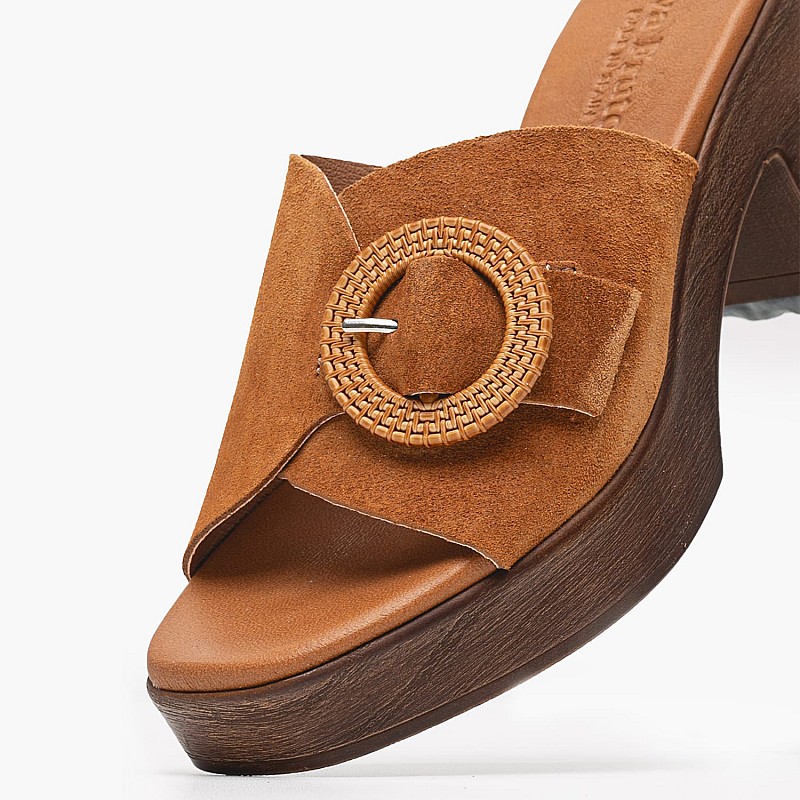 Γυναικεία Mules 5611 Ταμπά Δέρμα Καστόρι Eva Frutos