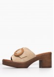 Γυναικεία Mules 5611 Μπεζ Δέρμα Καστόρι Eva Frutos