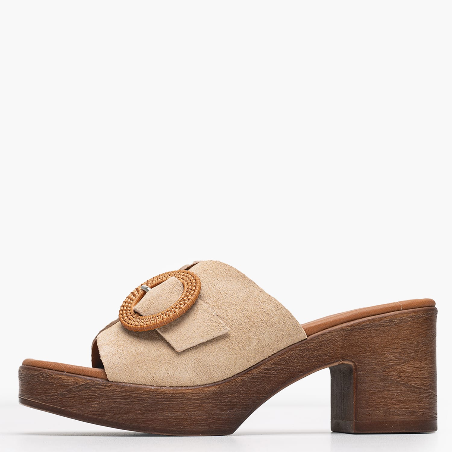 Γυναικεία Mules 5611 Μπεζ Δέρμα Καστόρι Eva Frutos