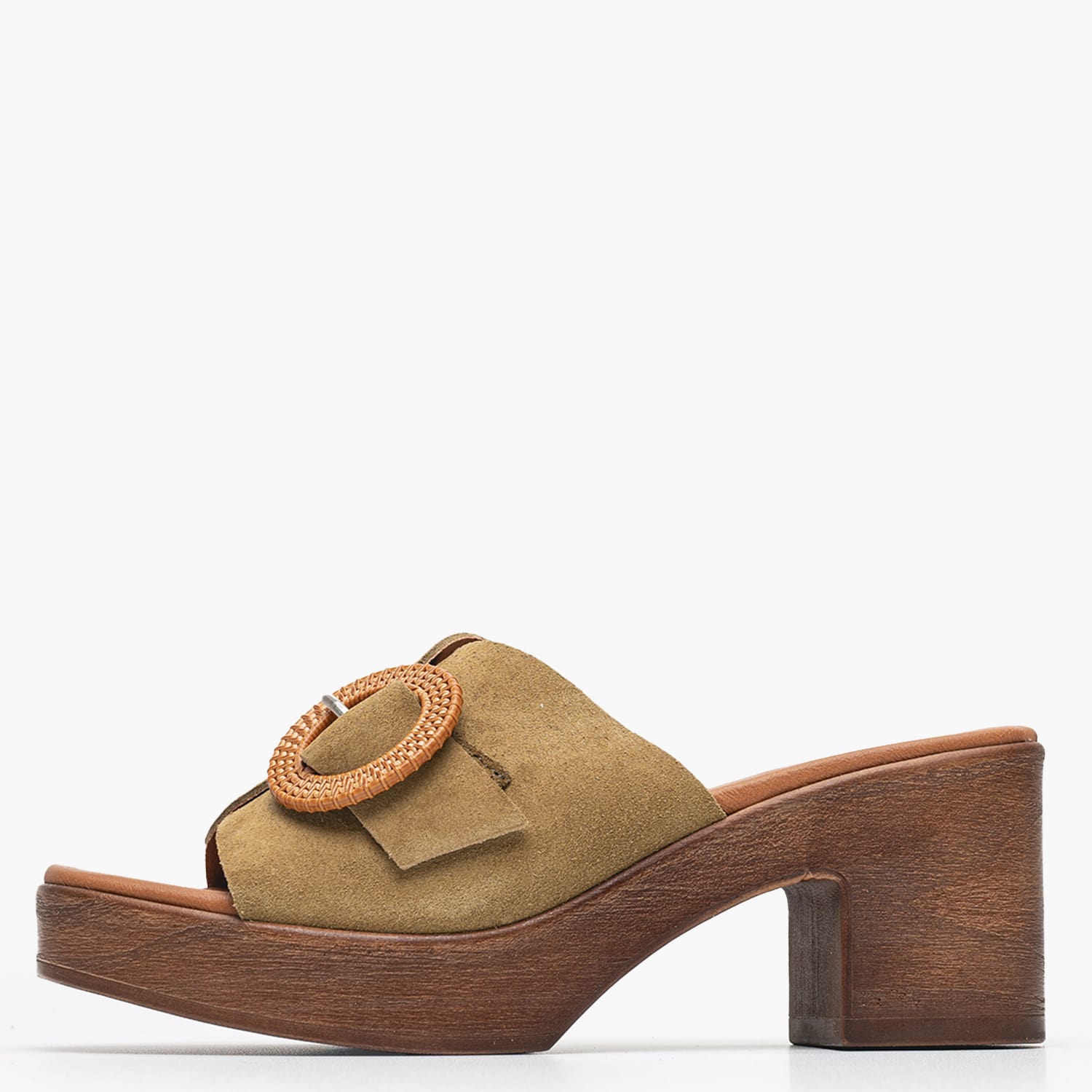 Γυναικεία Mules 5611 Λαδί Δέρμα Καστόρι Eva Frutos