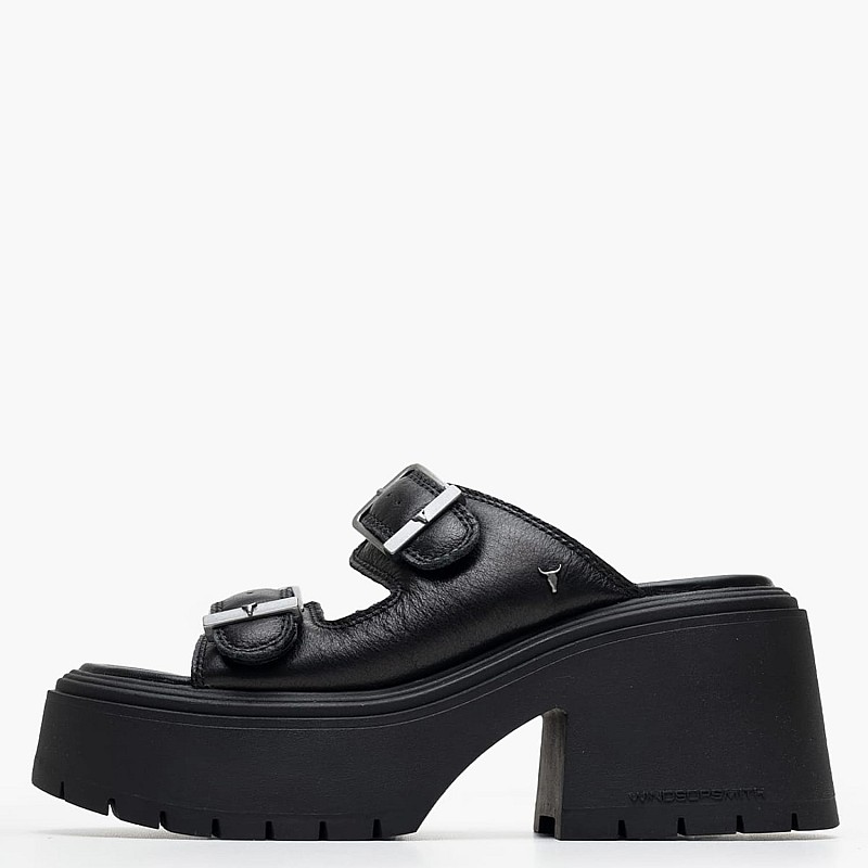 Women Mules Covert Black Leather Windsor Smith