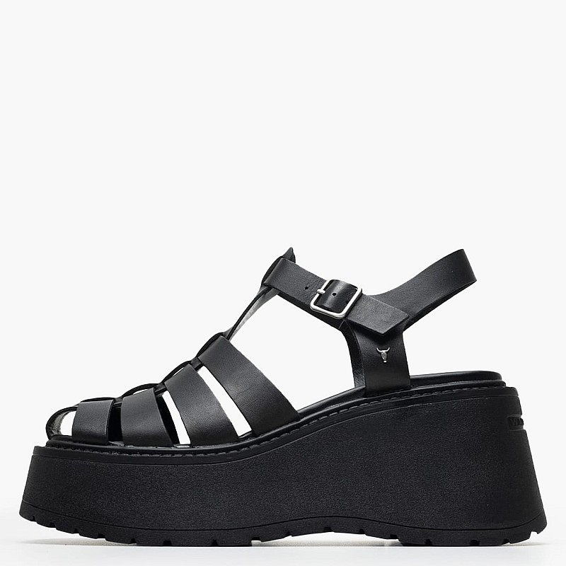 Women Platforms Low Crush Black Leather Windsor Smith