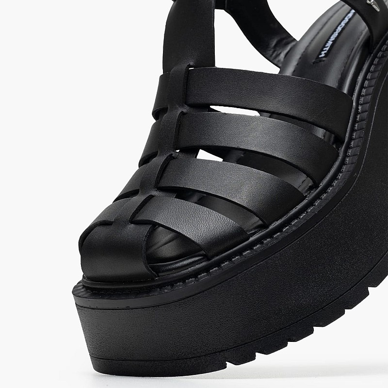 Women Platforms Low Crush Black Leather Windsor Smith