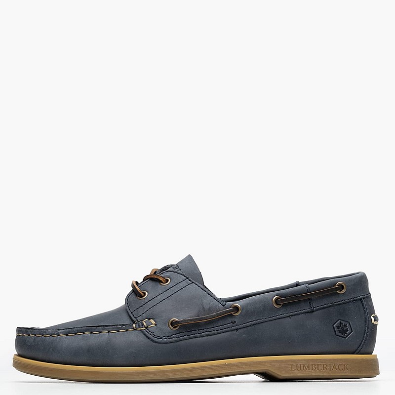 Men Sailing shoes Navigator.Crazyhorse Blue Leather Lumberjack