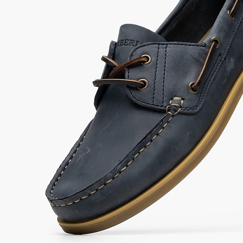 Men Sailing shoes Navigator.Crazyhorse Blue Leather Lumberjack