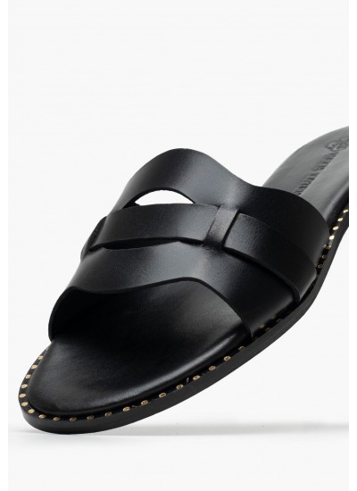 Γυναικεία Flats 04.057 Μαύρο Δέρμα Makis Kotris