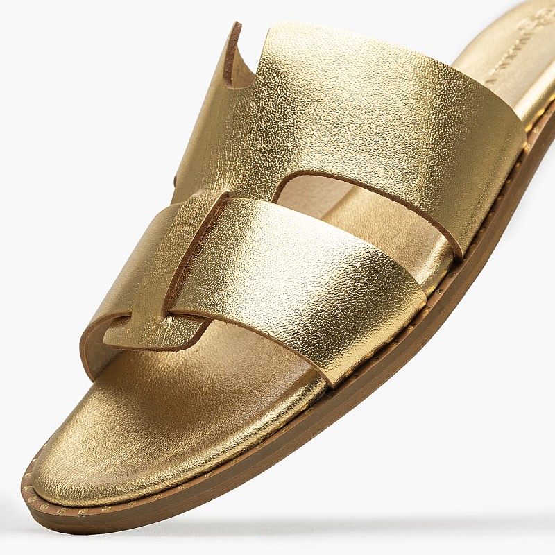 Women Flats 04.555 Gold Leather MAKIS KOTRIS