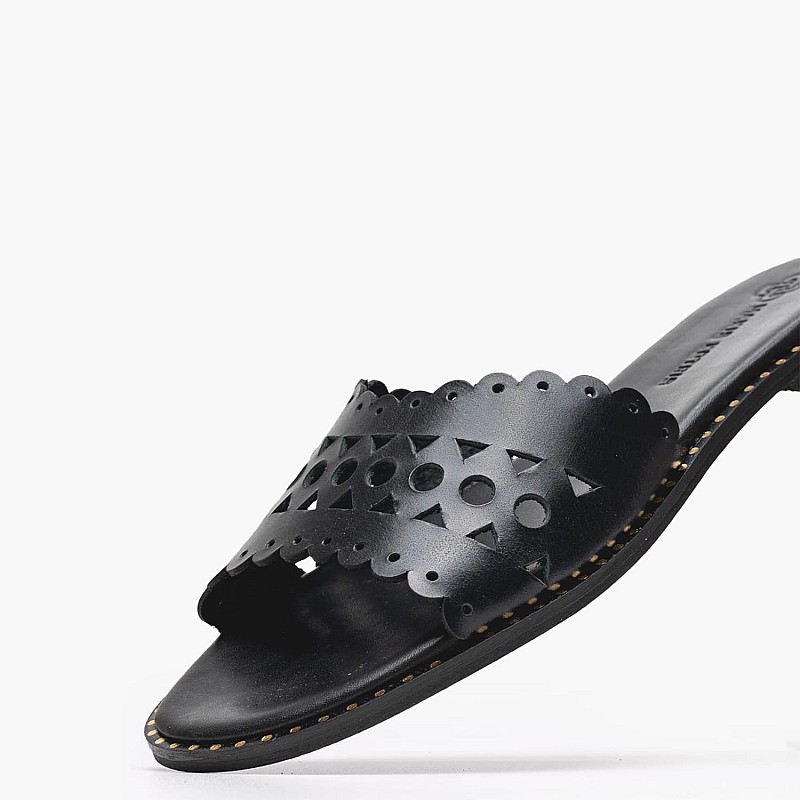 Γυναικεία Flats 04.902X Μαύρο Δέρμα Makis Kotris