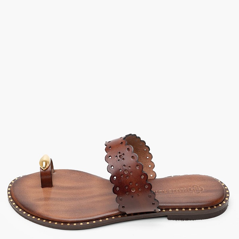 Women Flats 04.904 Brown Leather MAKIS KOTRIS
