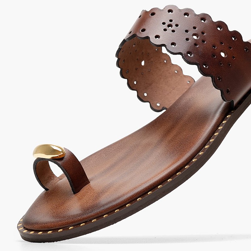 Women Flats 04.904 Brown Leather MAKIS KOTRIS