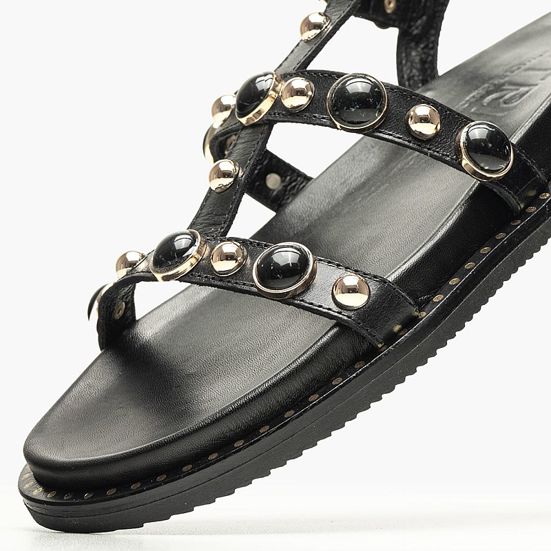 Γυναικεία Flats 14.735.ST Μαύρο Δέρμα Makis Kotris
