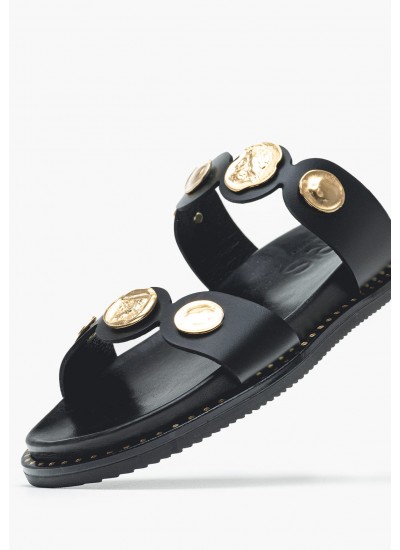 Γυναικεία Flats 14.857 Μαύρο Δέρμα Makis Kotris