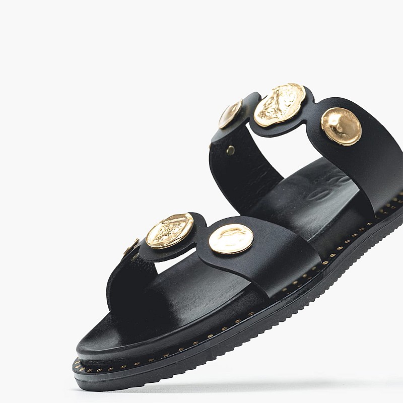 Women Flats 14.857 Black Leather MAKIS KOTRIS