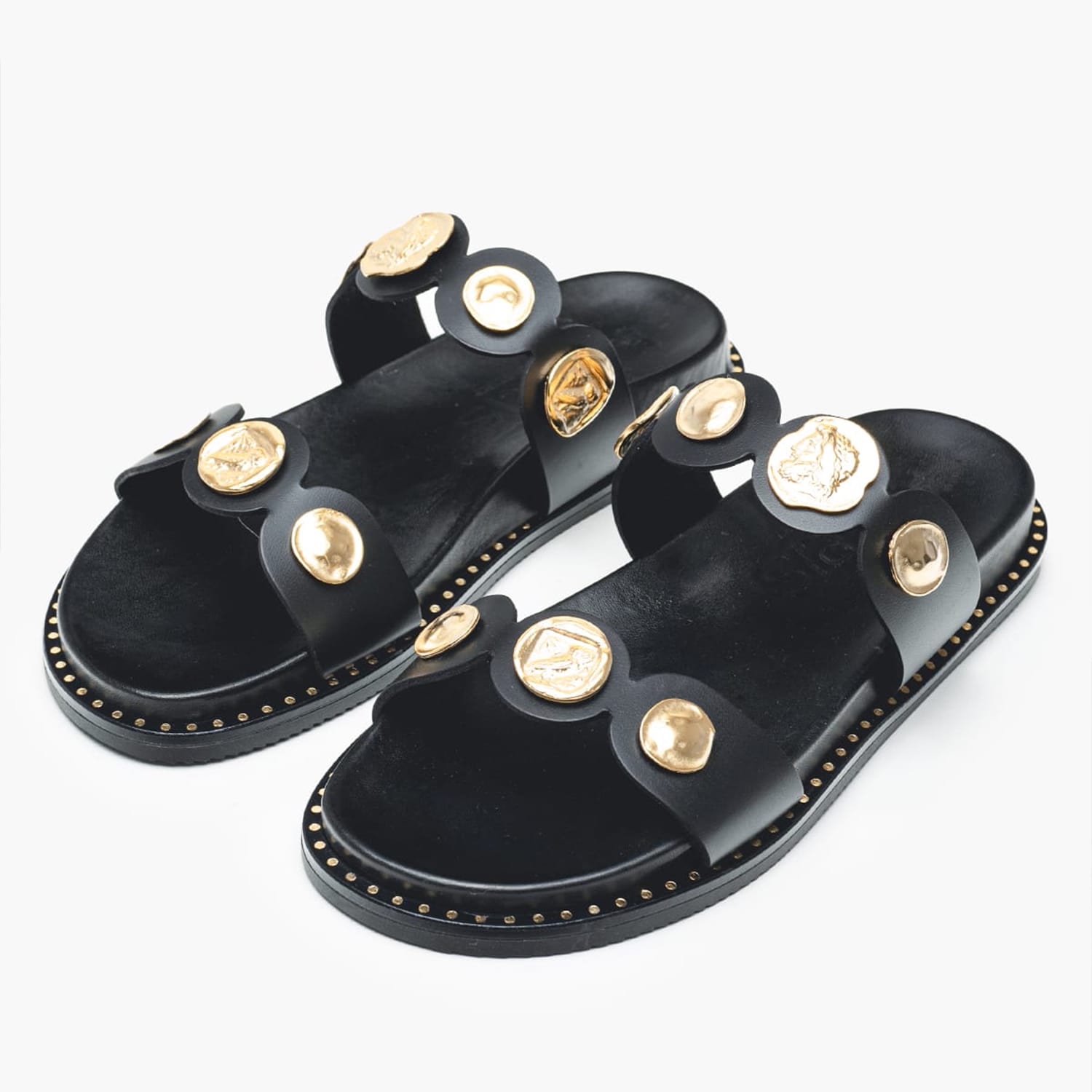 Women Flats 14.857 Black Leather MAKIS KOTRIS Women Flats 14.857 Black Leather MAKIS KOTRIS