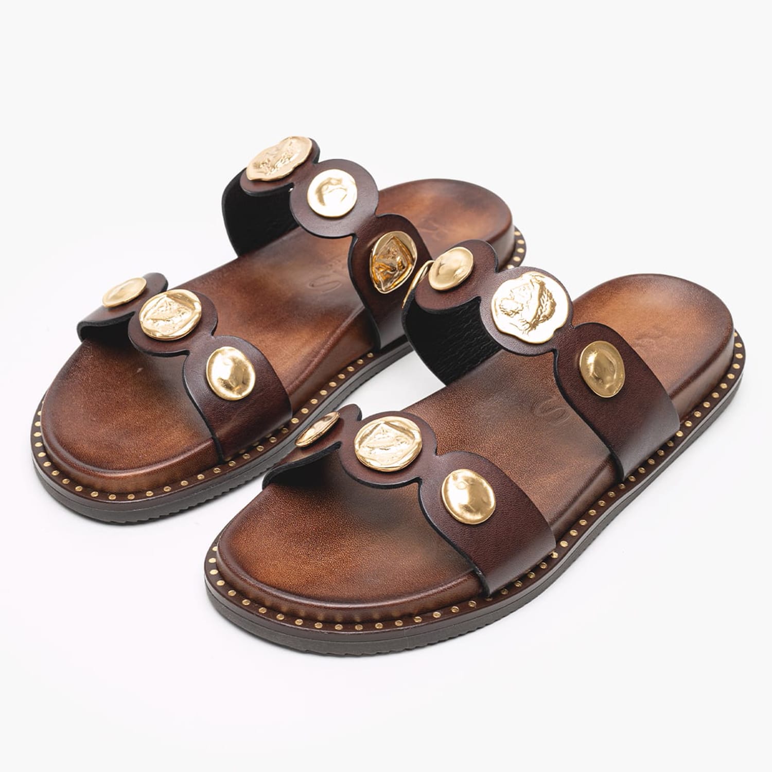 Women Flats 14.857 Brown Leather MAKIS KOTRIS Women Flats 14.857 Brown Leather MAKIS KOTRIS